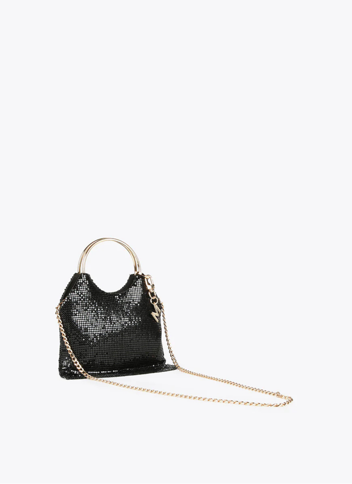 BOLSA PRETA COM BRILHOS E ALÇA - LOLA CASADEMUNT