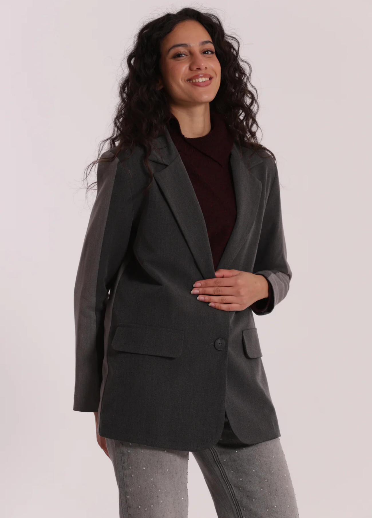 BLAZER BICOLOR EM 2 TONS DE CINZA - MIMI MUA