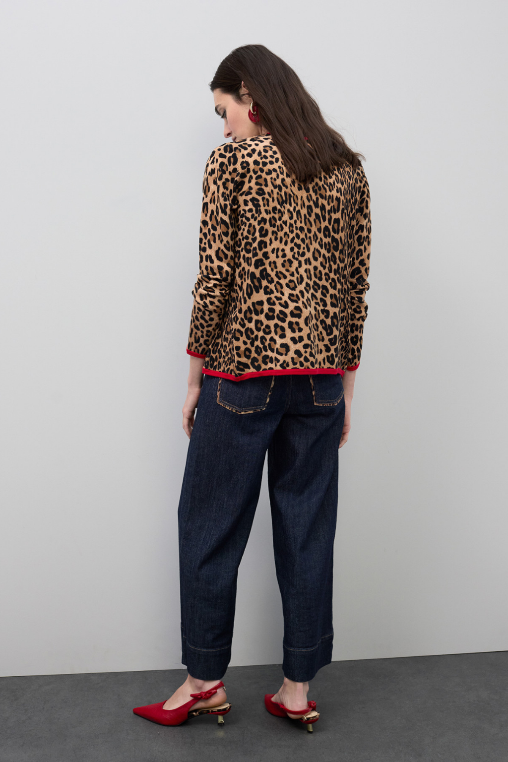 CARDIGAN ANIMAL PRINT COM CONTRASTE VERMELHO - LOLA CASADEMUNT