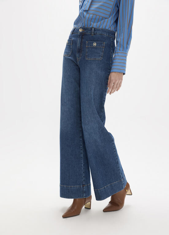 JEANS CINTURA SUBIDA, FALRE COM BOLSOS MAITE - LOLA CASADEMUNT
