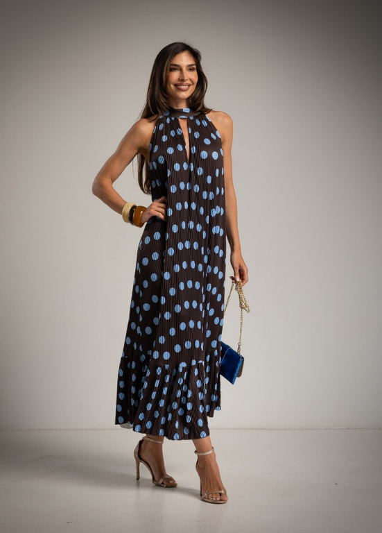 VESTIDO PLISSADO BOLINHAS - ALIBY
