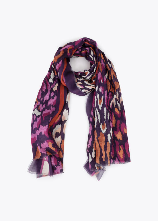 ECHARPE ANIMAL PRINT COM ROSAS E LARANJAS LC - LOLA CASADEMUNT