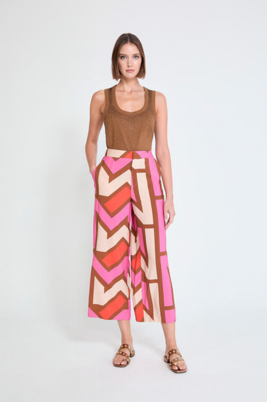 CALÇAS ESTAMPADAS GEOMÉTRICAS MULTICOLOR - LOLA CASADEMUNT BY MAITE