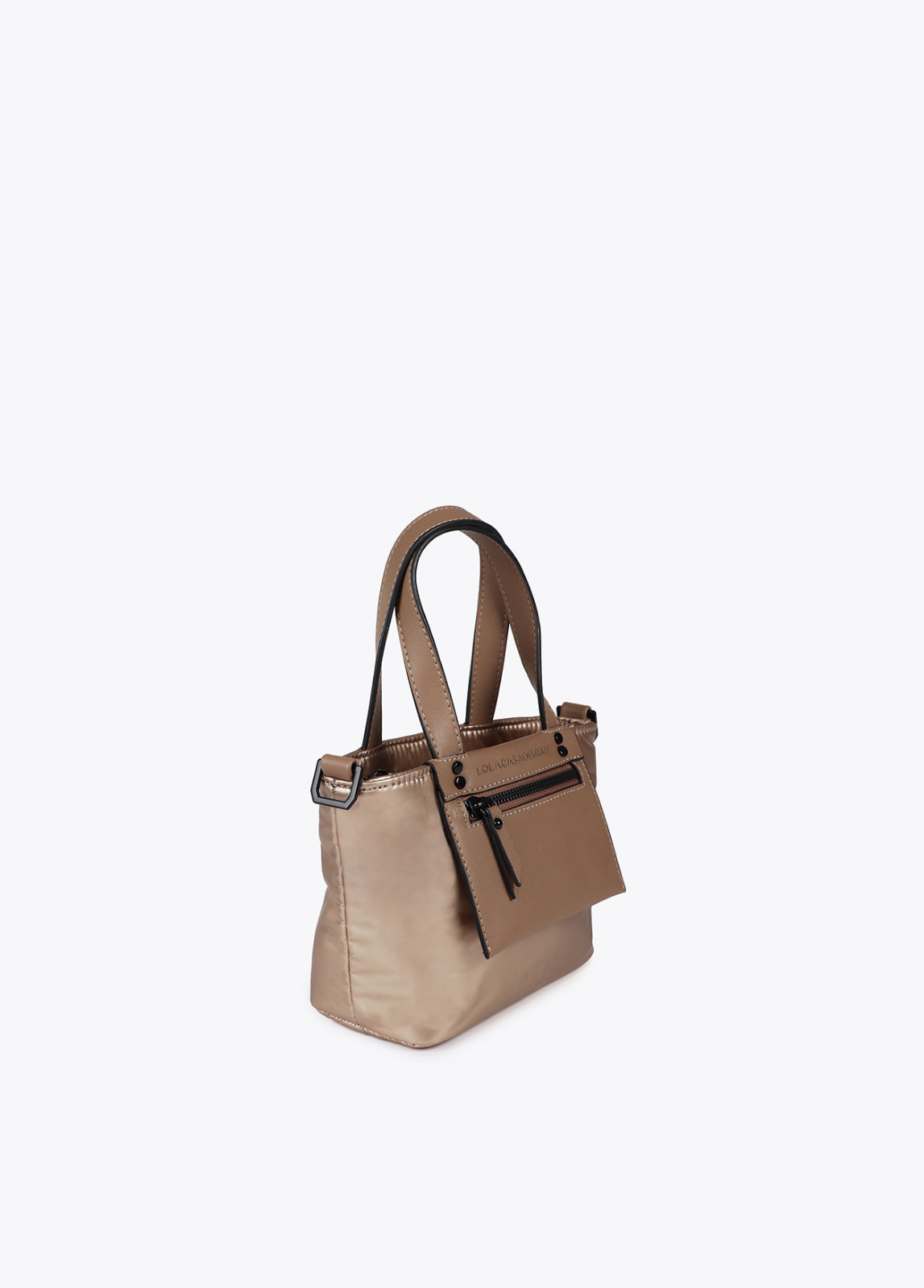 MINI SHOPPER EM NYLON ACETINADO DOURADO - LOLA CASADEMUNT