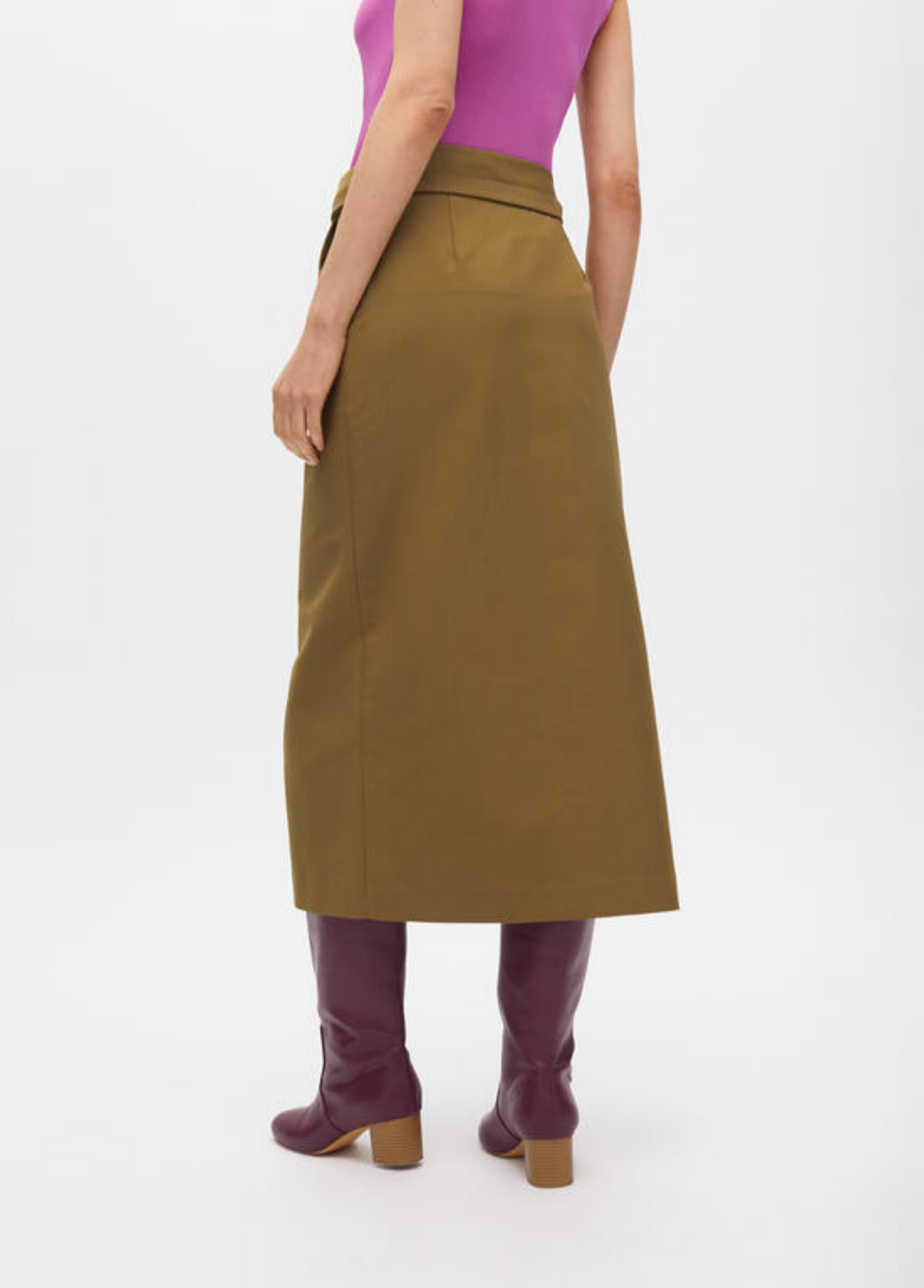 SAIA MIDI COM CINTO E RACHA FRONTAL - LOLA CASADEMUNT BY MAITE