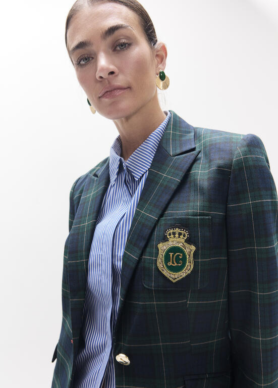 BLAZER XADREZ AZUK E VERDE COM BRAZÃO LC - LOLA CASADEMUNT