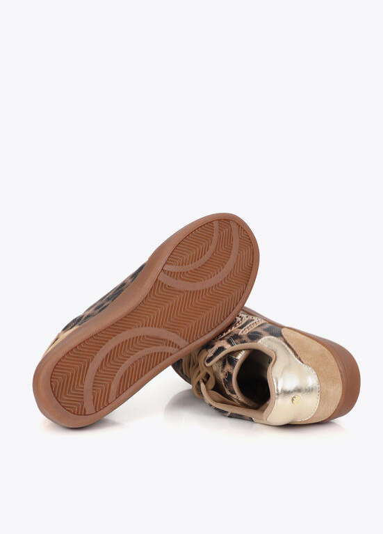 TÉNIS CASTANHOS COM LEOPARDO E DOURADO LC - LOLA CASADEMUNT