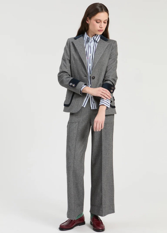BLAZER CINZA COM GOLA E PUNHOS DE VELUDO - VILAGALLO