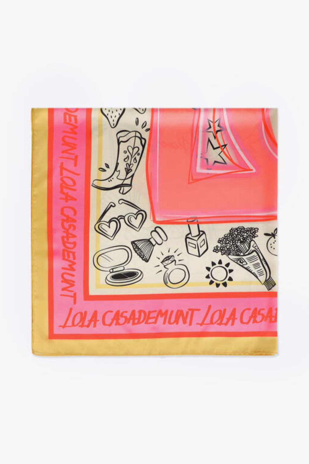 LENÇO DE SEDA CETINADA COM MOTIVOS ICÓNICOS LC - LOLA CASADEMUNT