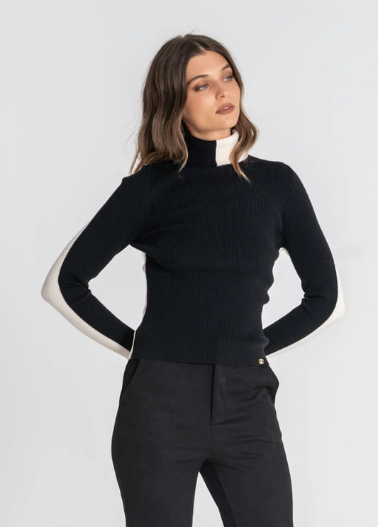 CAMISOLA DE MALHA DE GOLA ALTA BICOLOR - RUGA