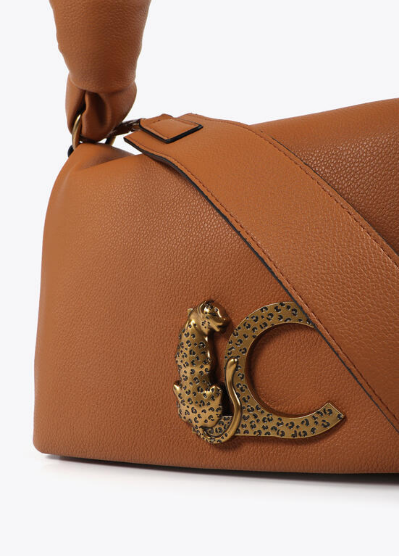 MALA CAMEL COM ALÇA ENTRAÇADA E LOGÓTIPO - LOLA CASADEMUNT