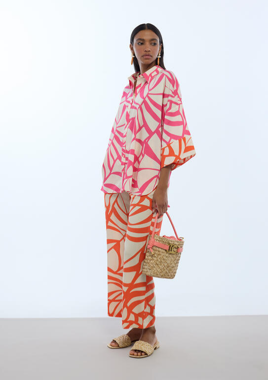 CAMISA ESTAMPADA ROSA E LARANJA - LOLA CASADEMUNT