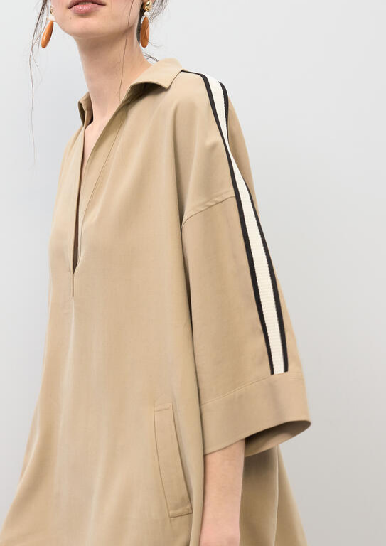 VESTIDO BEGE COM DECOTE E MANGAS 3/4 - LOLA CASADEMUNT