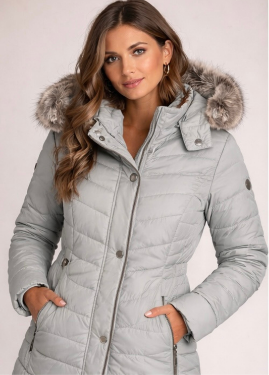 PARKA ACOLCHOADA COM CAPUZ VERDE ÁGUA - BARBARA LEBEK