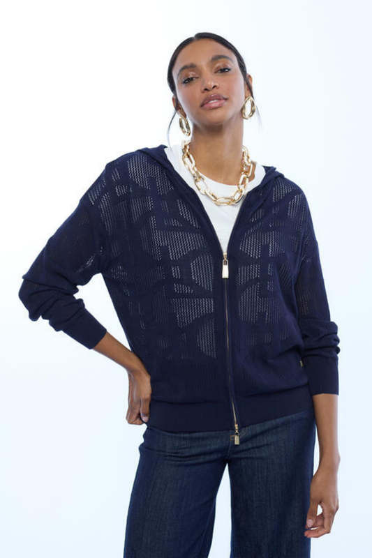 BLUSÃO MALHA EM REDE MARINHO -LOLA CASADEMUNT