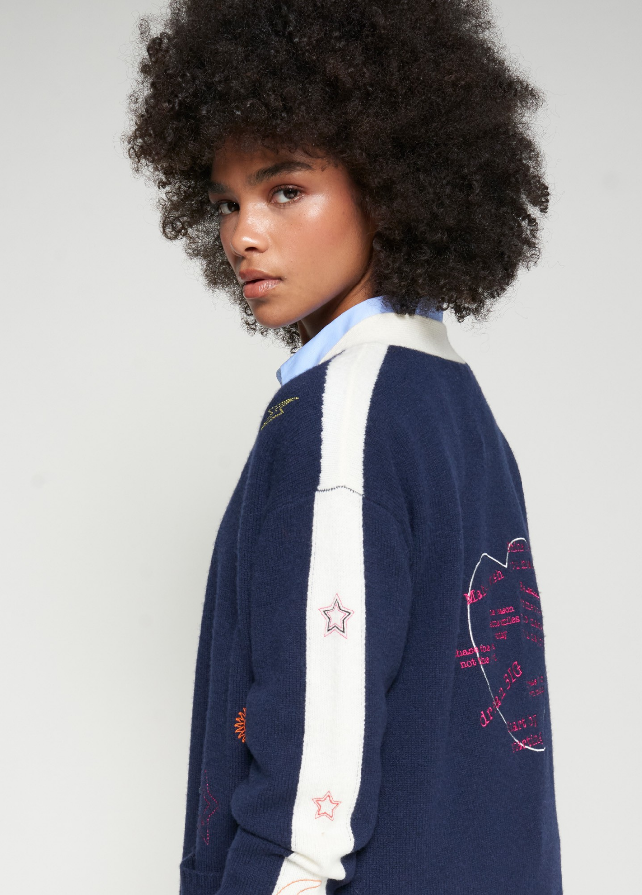 CARDIGAN BORDADO MARINHO - VILAGALLO