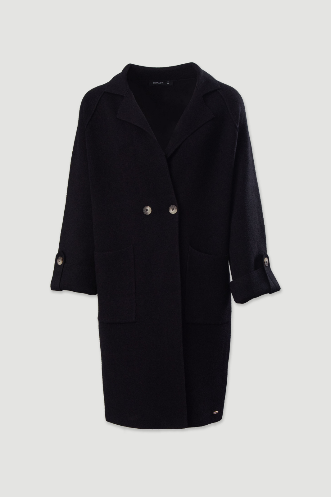 CASACO DE MALHA SUAVE COMPRIDO COM GOLA DE LAPELA - FERRACHE