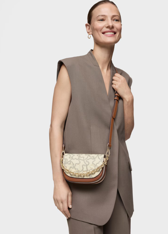 MINI MALA DE TIRACOLO MEIA LUA KAOS ICON CAMEL E BEGE - TOUS