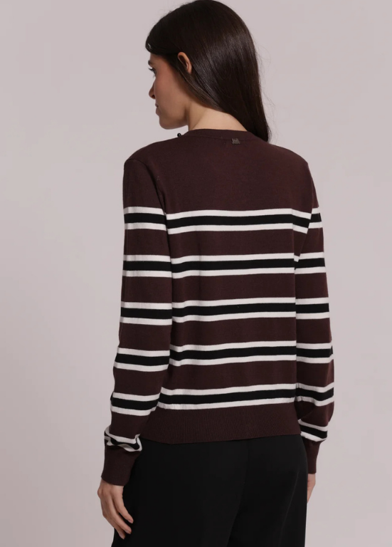 CARDIGAN DE MALHA COM RISCAS E DETALHES DE PÉROLAS - MIMI MUA