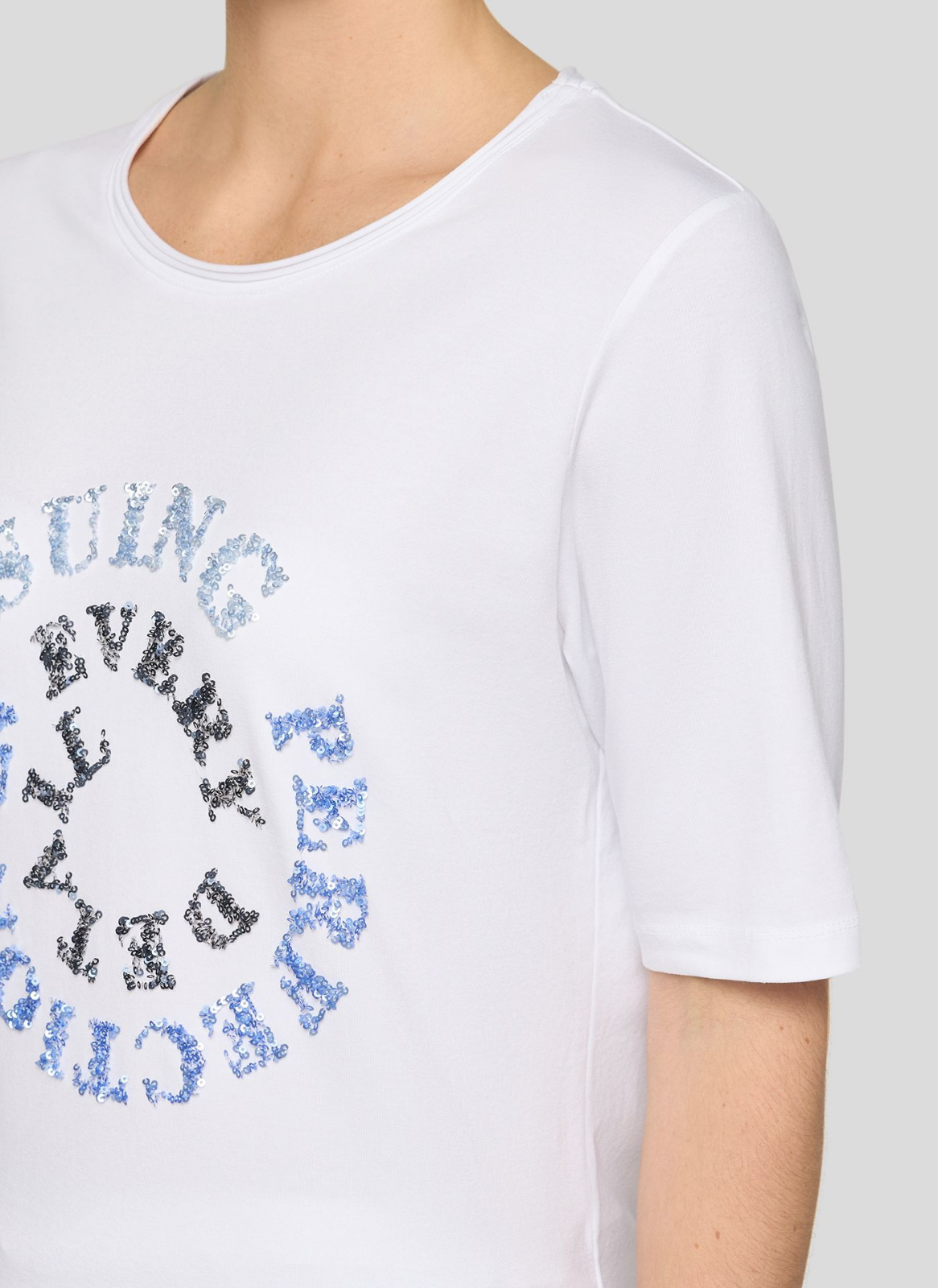 T-SHIRT EM ALGODÃO COM LANTEJOULAS AZUIS - RABE