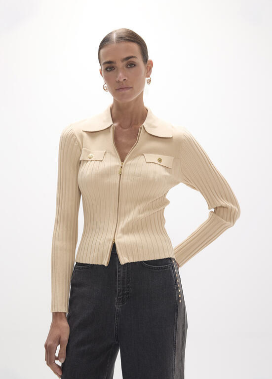 CARDIGAN DE MALHA COM FECHO ZIPPER LC - LOLA CASADEMUNT