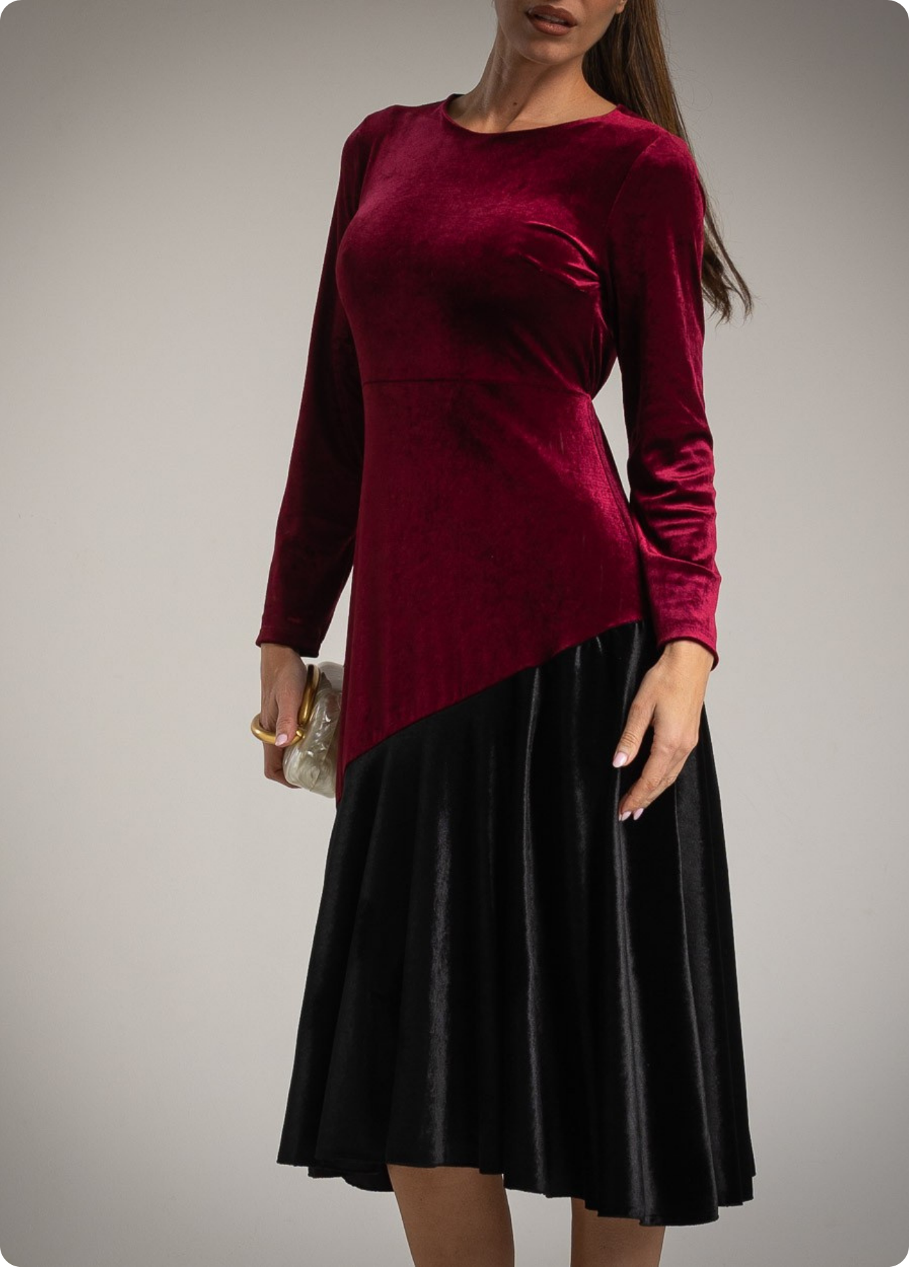 VESTIDO MIDI TIPO VELUDO DEGRADÊ - ALBANOS