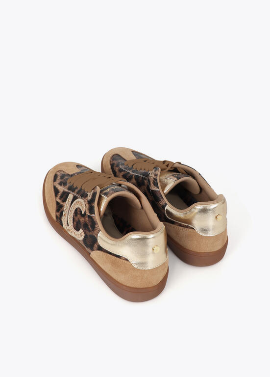 TÉNIS CASTANHOS COM LEOPARDO E DOURADO LC - LOLA CASADEMUNT
