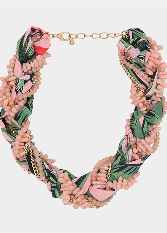 COLAR DE INSPIRAÇÃO TROPICAL COM LENÇO E CONTAS - ALIBY