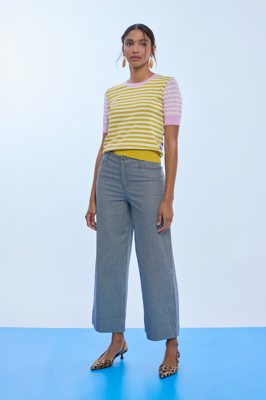 CALÇAS CULOTTES DE SARJA LISTRADOS - LOLA CASADEMUNT