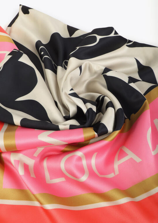 LENÇO ELEGANTE DE CETIM COM DESIGN FLORAL E PÁSSAROS - LOLA CASADEMUNT