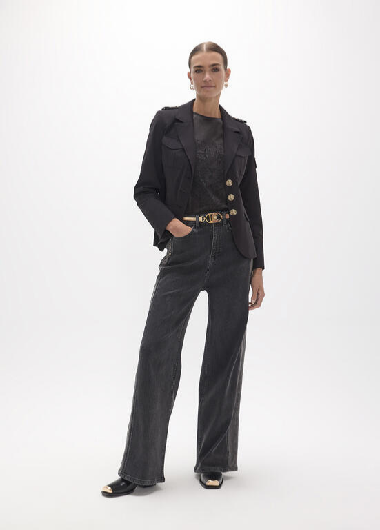 BLAZER CINTADO COM DETALHES DOURADOS E PRESILHAS LC - LOLA CASADEMUNT