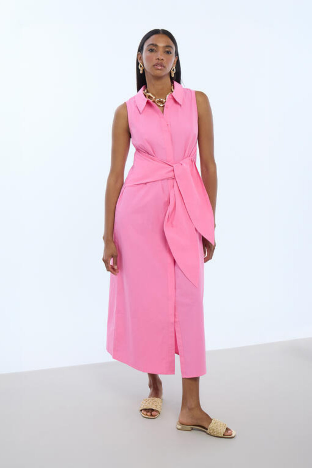 VESTIDO MIDI COM NÓ FRONTAL - LOLA CASADEMUNT