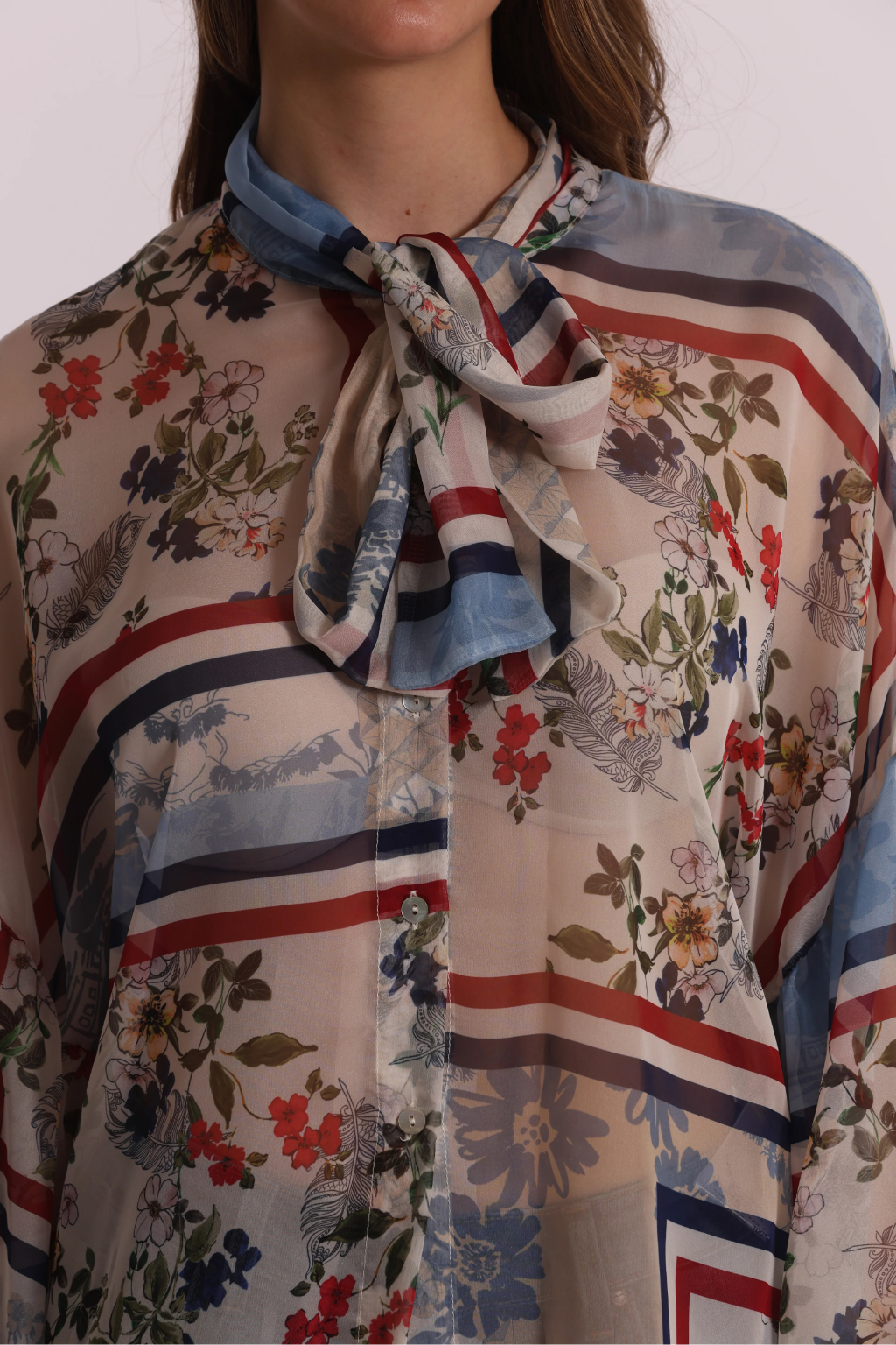 CAMISA ESTAMAPADA COM LAÇADA - MIMI MUA