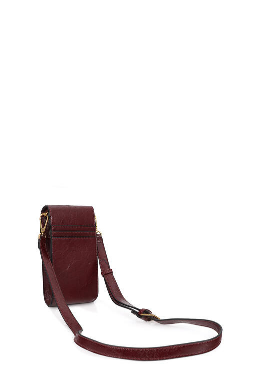 BOLSA TELEMÓVEL EM ECOPELE TEXTURADA BORDEAUX LC - LOLA CASADEMUNT