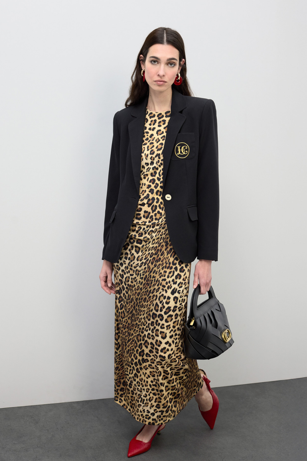 VESTIDO MIDI AJUSTADO COM DRAPEADO ESTAMPA ANIMAL - LOLA CASADEMUNT