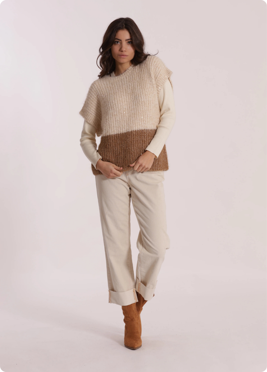CALÇAS CROPPED COM PUNHOS EM VELUDO COSTURADO - MIMI MUA