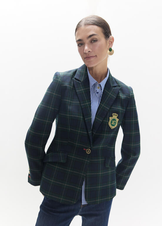 BLAZER XADREZ AZUK E VERDE COM BRAZÃO LC - LOLA CASADEMUNT