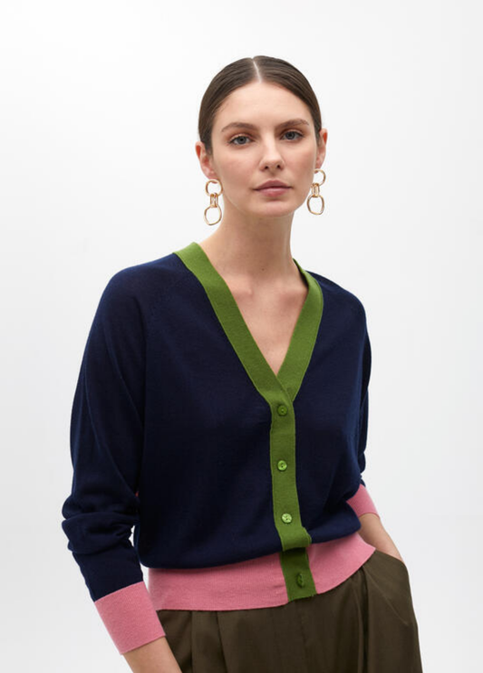 CARDIGAN TRICOLOR DECOTE EM V - LOLA CASADEMUNT BY MAITE