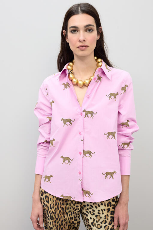CAMISA ROSA COM LEOPARDOS - LOLA CASADEMUNT