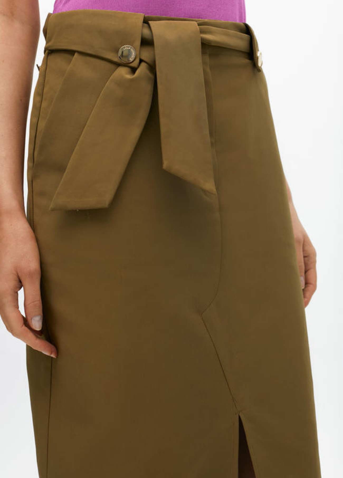 SAIA MIDI COM CINTO E RACHA FRONTAL - LOLA CASADEMUNT BY MAITE