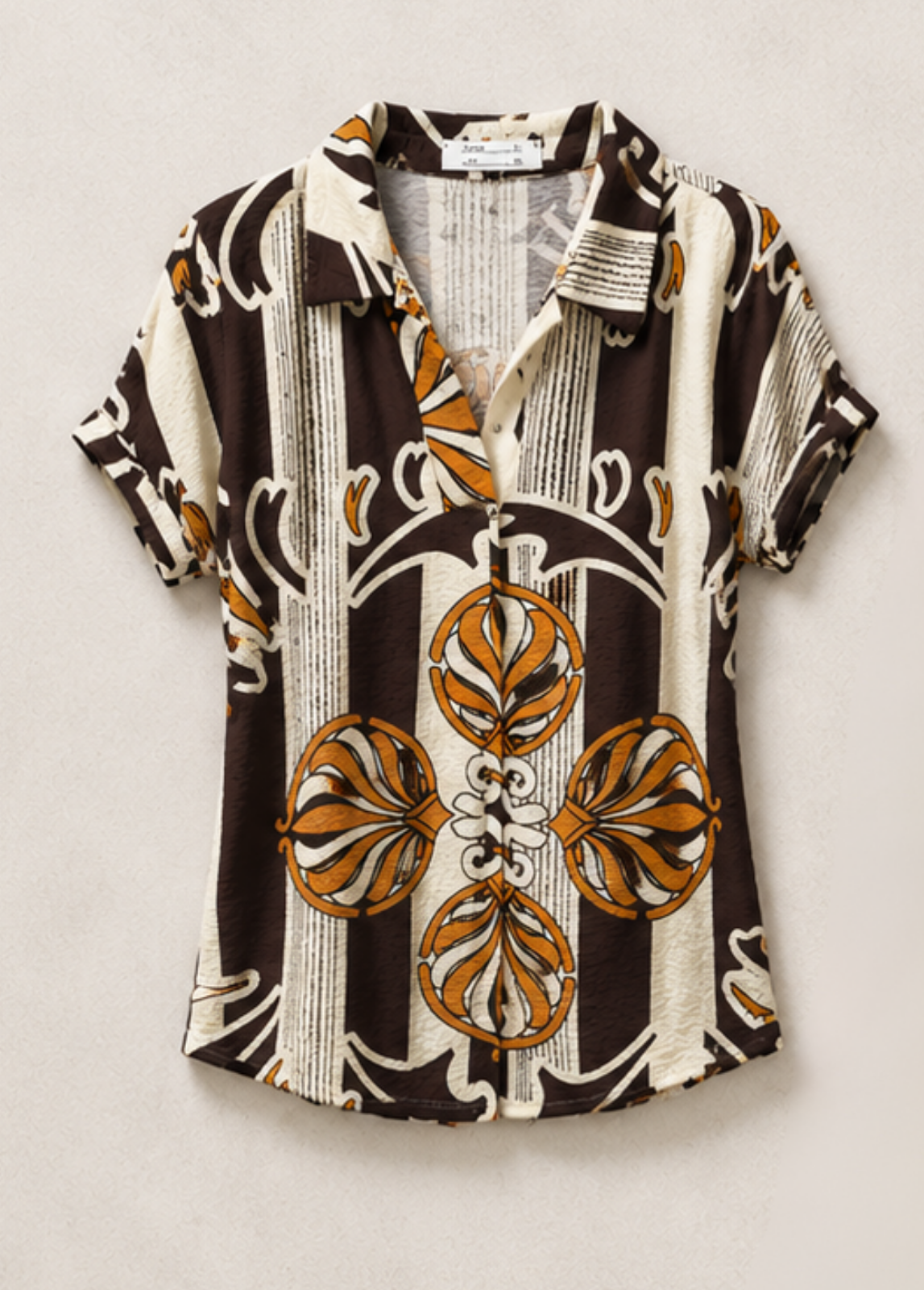 BLUSA FLUIDA COM ESTAMPADO EM TONS TERRA - ALIBY