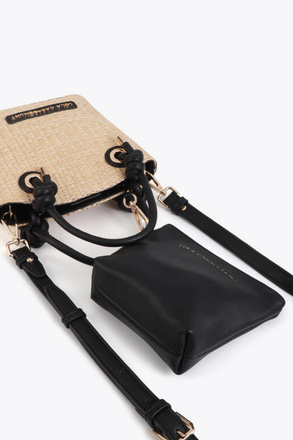 MALA MINI EM RÁFIA COM ALÇAS EM CONTRASTE - LOLA CASADEMUNT