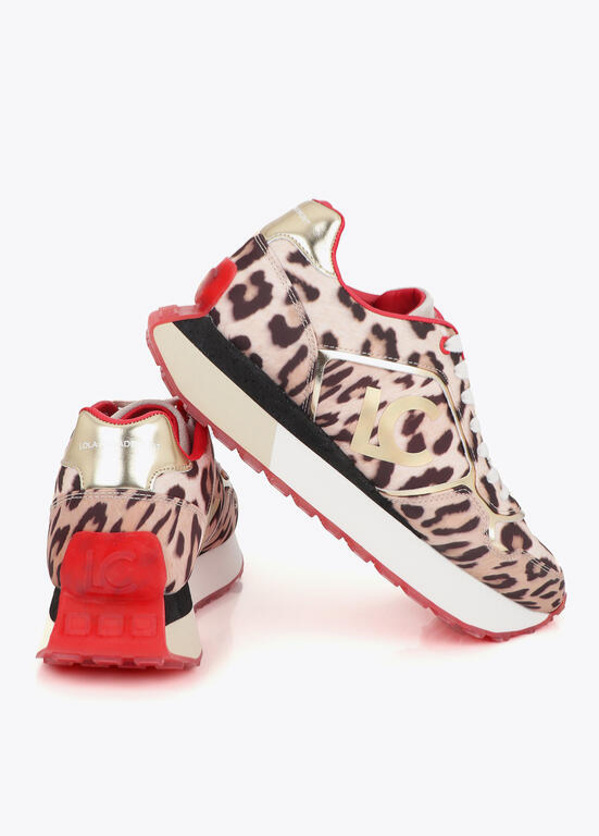 TÉNIS ANIMAL PRINT COM CONTRASTES VERMELHOS - LOLA CASADEMUNT