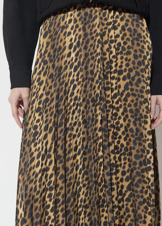 SAIA PLISSADA DE CETIM COM ESTAMPA ANIMAL PRINT BY MAITE - LOLA CASADEMUNT