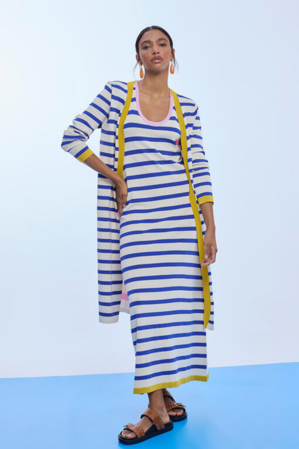 VESTIDO LONGO ÀS RISCAS MULTICOLOR - LOLA CASADEMUNT