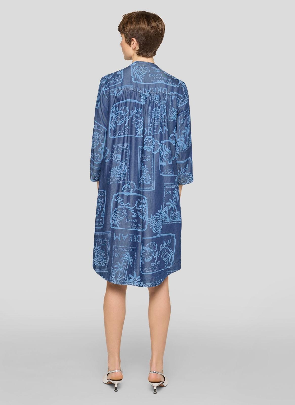 VESTIDO EM TENCEL AZUL ESTAMPADO - RABE