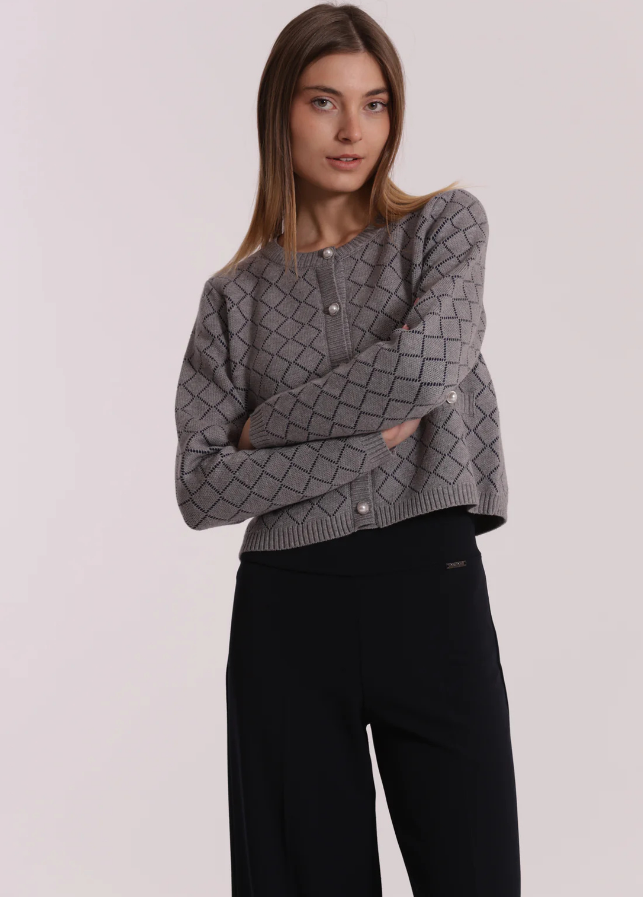 CARDIGAN COM ESTAMPA DE DIAMANTES - MIMI MUA