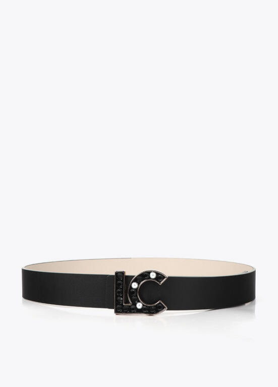 SET PRENDA DE CINTO REVERSÍVEL PRETO E BRANCO COM 2 FIVELAS DE PÉROLAS LC - LOLA CASADEMUNT