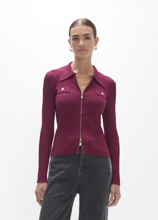 CARDIGAN DE MALHA COM FECHO ZIPPER LC - LOLA CASADEMUNT