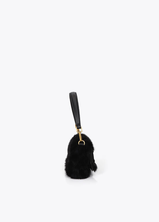 BANDOLERA PRETA COM PÊLO E TAG MAITE - LOLA CASADEMUNT